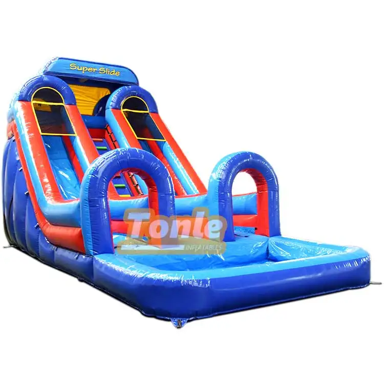 20ft double lane water slide inflatable slide with pool for sale
