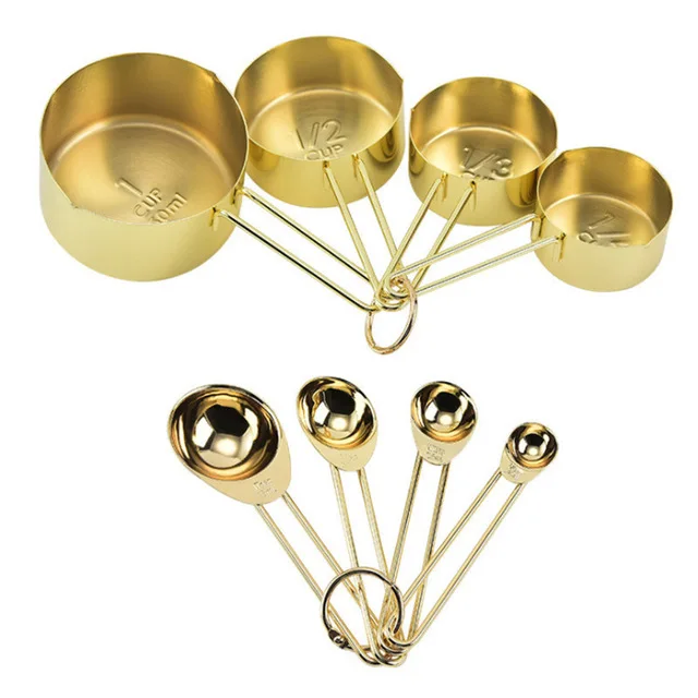 Nordic Style 8PCS Baking Cooking Tea Coffee Spoon Stainless Steel Measuring Scoops Cups And Spoons Set