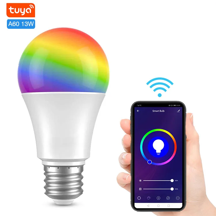 A65 Smart Bulb 13 W 1500LM AC 100-240V High Brightness E26 E27 Flexible Smart Led Light Bulb Compatible With Alexa and Google