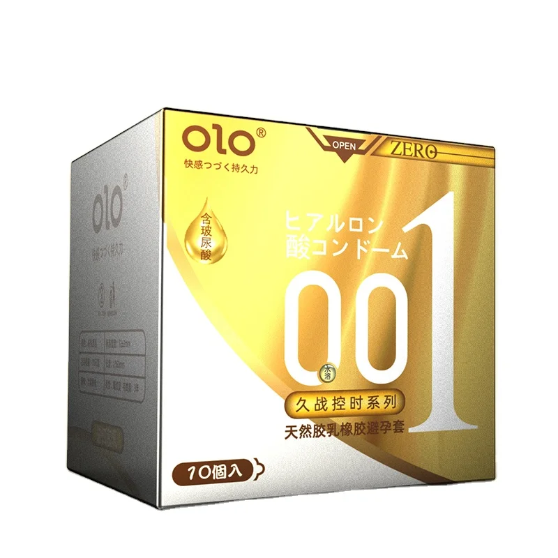 OLO 001 classic special edition gold Natural Latex Ultra Thin Hyaluronic Acid Condoms for men
