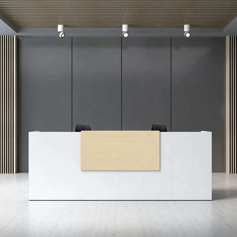 cheap factory office furniture simple design white wood modern reception desk