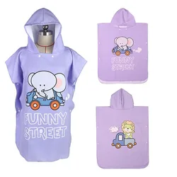 Quick dry lightweight compact print adult hooded microfiber beach towel beach poncho towel