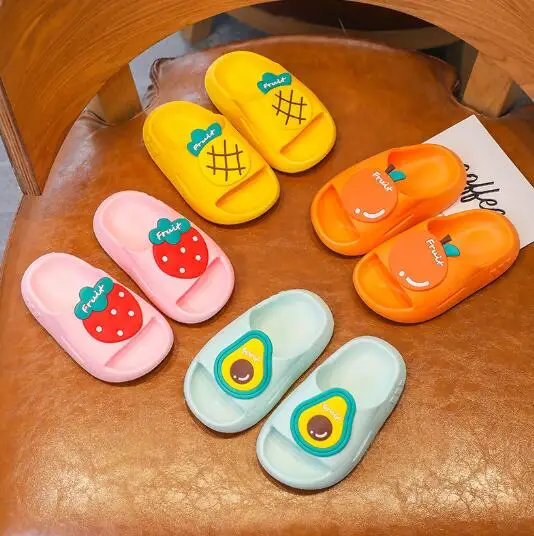 Summer fruit Kids Cartoon Slippers Non-slip PVC Plastic Bathroom Children Boys Girls Sandals  pineapple Slippers