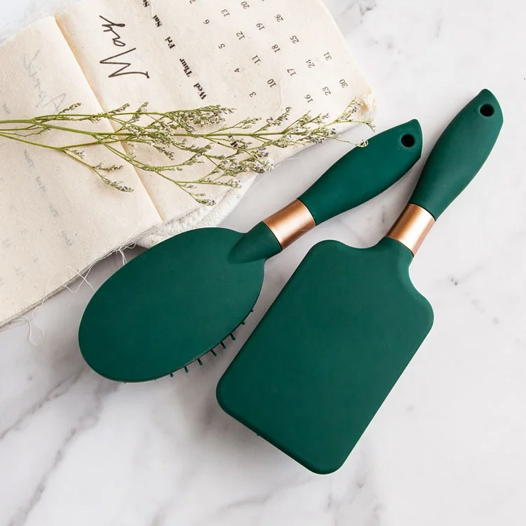 Gloway Custom Oem Professional 4Pcs Luxury Curly Plastic Detangling Hairbrushes Salon Green Curly Hair Brush Set For Women