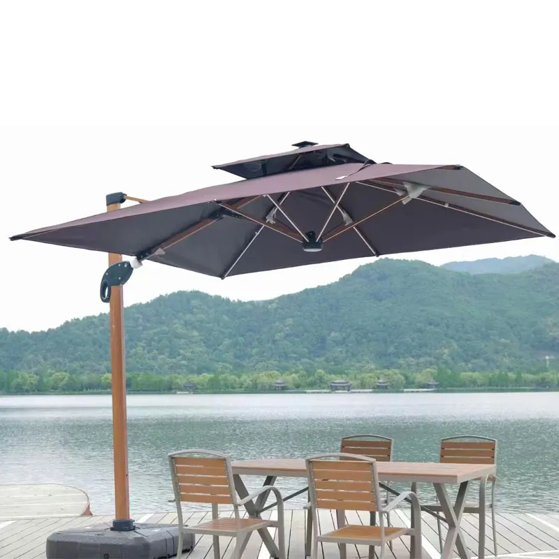Открытый пляж сад гидравлический внутренний дворик зонтик на солнечных батареях смещение Висячие зонтики