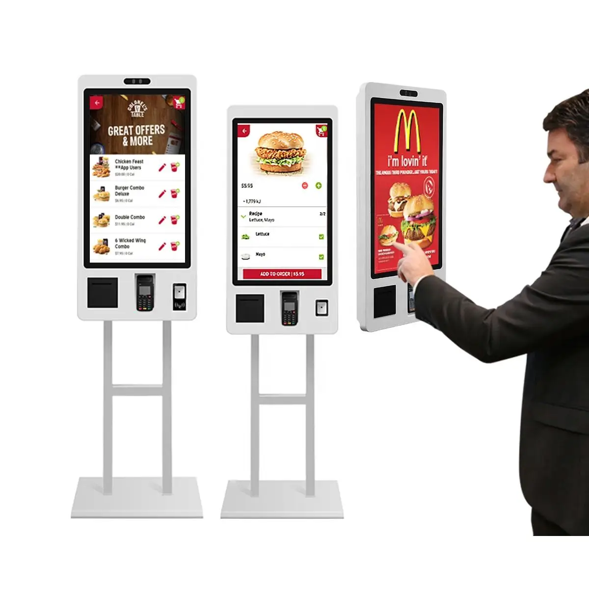 fast food 32 Inch Kiosk Touch Order Payment Self food ordering Service touch screen kiosk in restaurant