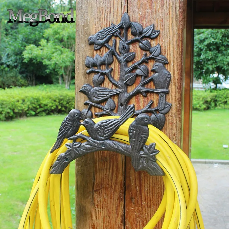 Heavy Duty Cast Iron Hose Holder,Garden & Yard Decorative Birds Wall Mounted Hose Butler,Water Pipe Holds,Rack,Hanger