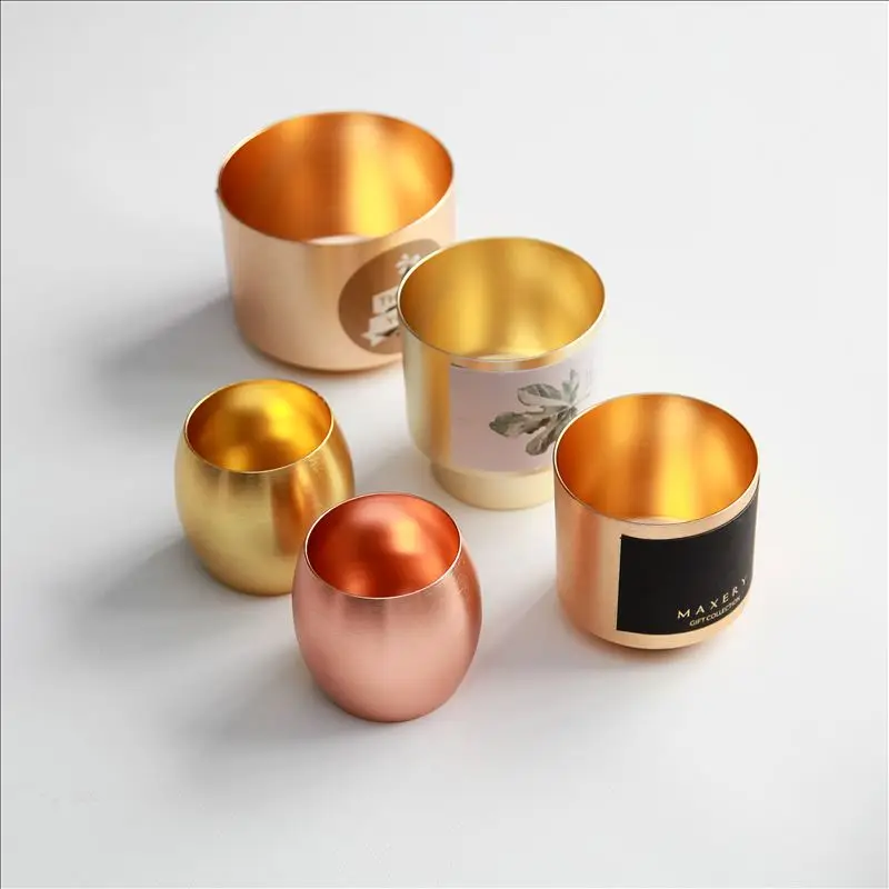 Maxery Aluminum Candle Holder Lanterns Decorative Metal Gold Cylinder Table Decoration Romantic Candle Holders