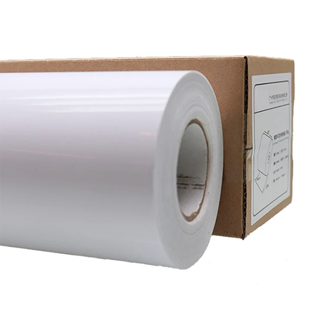 Factory Glossy White Inkjet Self Adhesive Photo Paper Roll 115gsm 135gsm Waterproof for large format printing