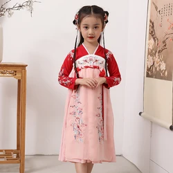 Модная Китайская одежда, детская юбка с вышивкой, комплект из 1 предмета, платье ханьфу для девочек, Детский костюм Тан