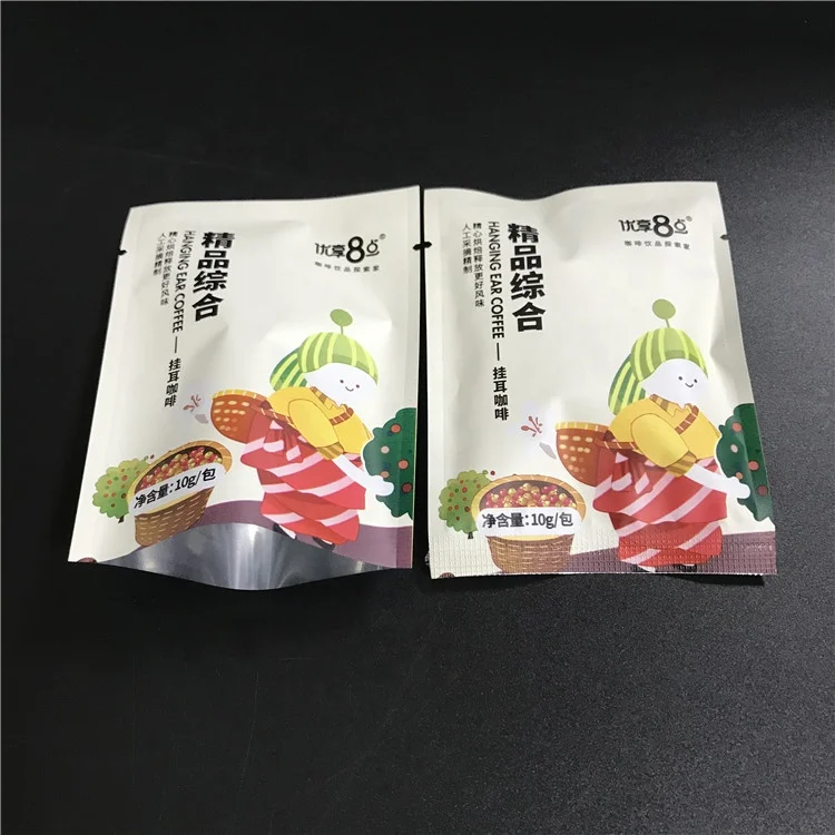 Damp Proof Sealing Drip Coffee Plastic Pouch With Custom Logo 3 Side Heat Seal Packaging Bag For Tea Coffee