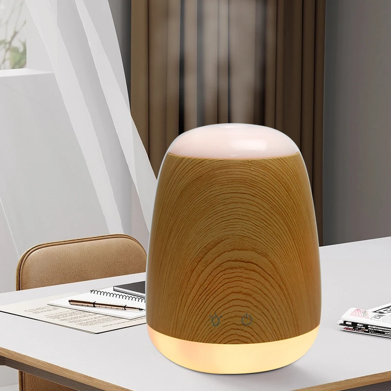 Room Colorful LED Mini Water Mist Essential Oil Diffuser Air Humidifier Aromatherapy Wood Grain Humidifier