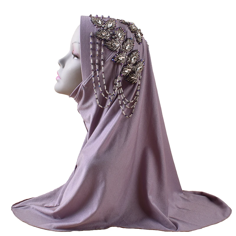 New Luxury Brick Stone Decorative Butterfly Pearl Headscarf Convenient Instant Turban Scarf Headscarf Muslim hijabs women turban