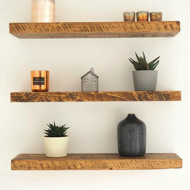 
pine wood floating shelves decoration wall shelf for living room  (62344538627)