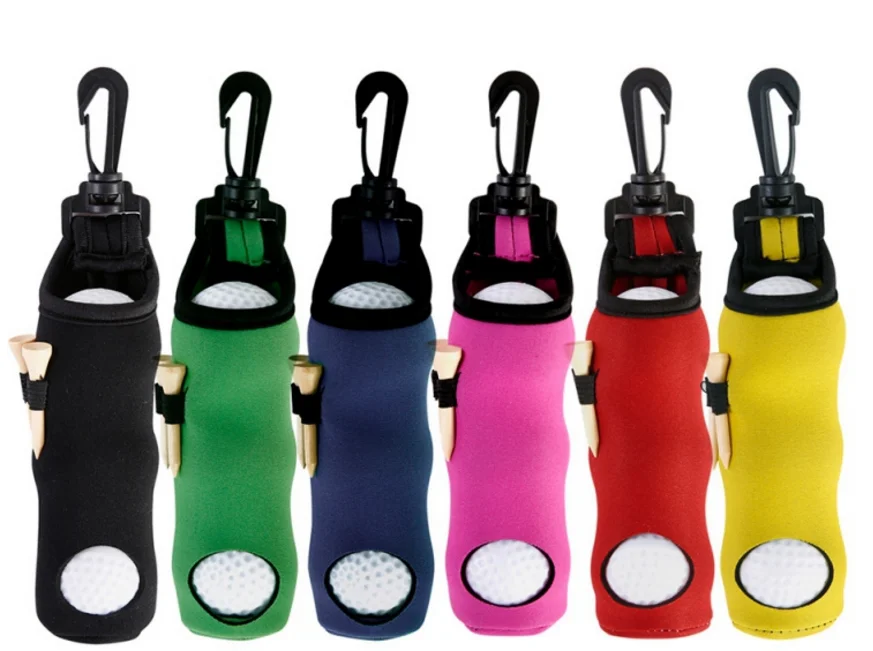 
Custom Printed Neoprene Golf Ball Pouch With Clip And Ball And Tee 