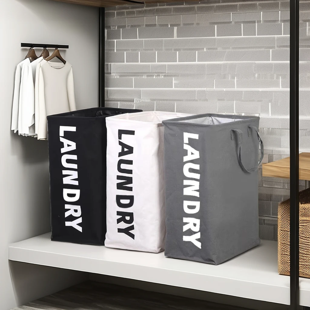 Custom Cotton Linen Dirty Clothes Organizer Bin Foldable Canvas Vertical Laundry Basket With Handles for Laundry Room
