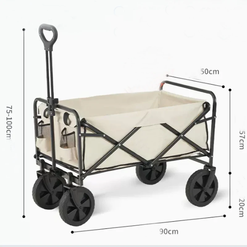 Entai Wholesale Custom Outdoor Garden 4 Wheels High Quality Metal Camping Cart Foldable Wagon Trolley