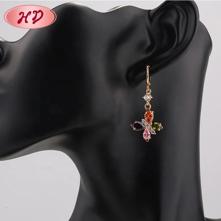 Muslim Jewelry Gold Crystal Drop Jewellery Earring For Gift