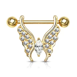 Wholesale 316L Stainless Steel Nipple Jewelry butterfly and marquise crystal Nipple Ring for Women