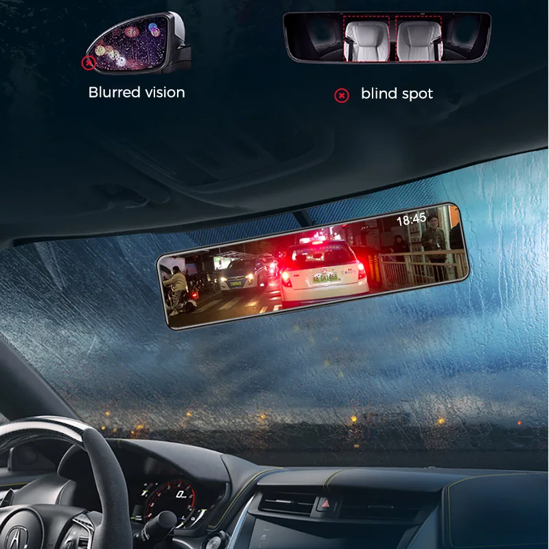 12 Inch 4k 2160p Touch Screen Rearview Mirror Car Dvr Dash Cam Video Recorder With Wifi Gps Night Vision Reverse Dash Camera