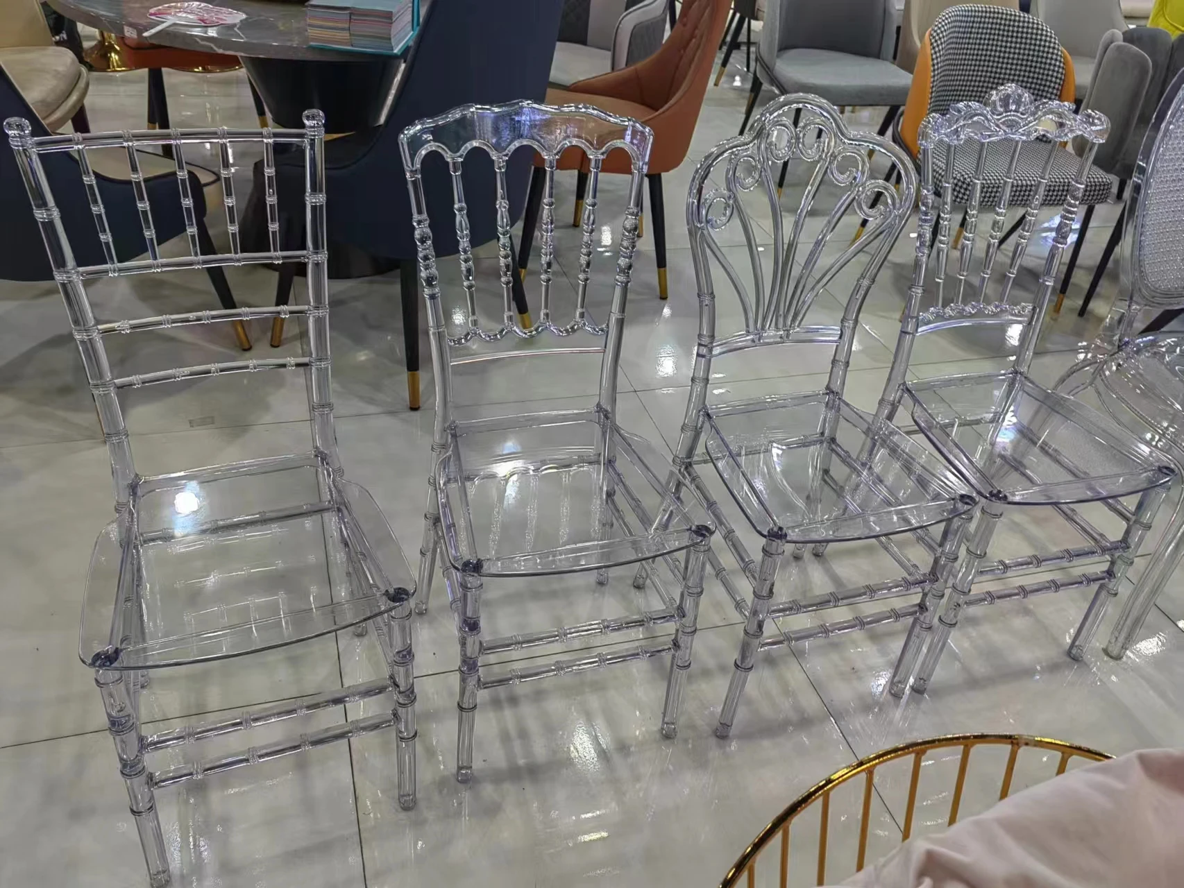 Modern Stackable Clear Transparent Acrylic Ghost Resin Tiffany Chair For Banquet Dining Hotel Outdoor Park Wedding Events