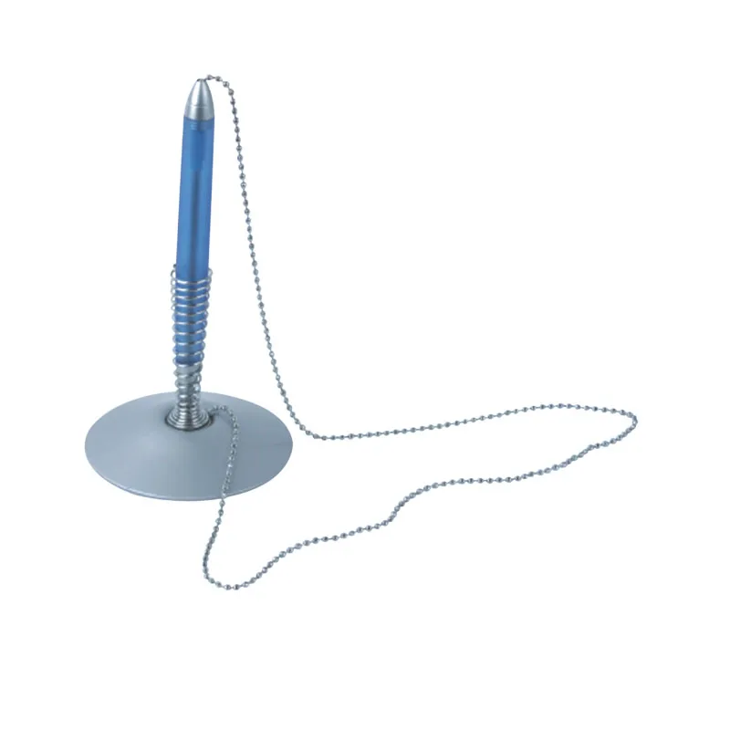 Plastic Table Pen Counter Pen Desk Pen with Metal Chain