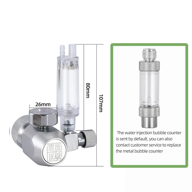 ZRDR Double table Aquarium Co2 Regulator Valve Magnetic Solenoid Check Aquarium Bubble Counter For Aquatic plant