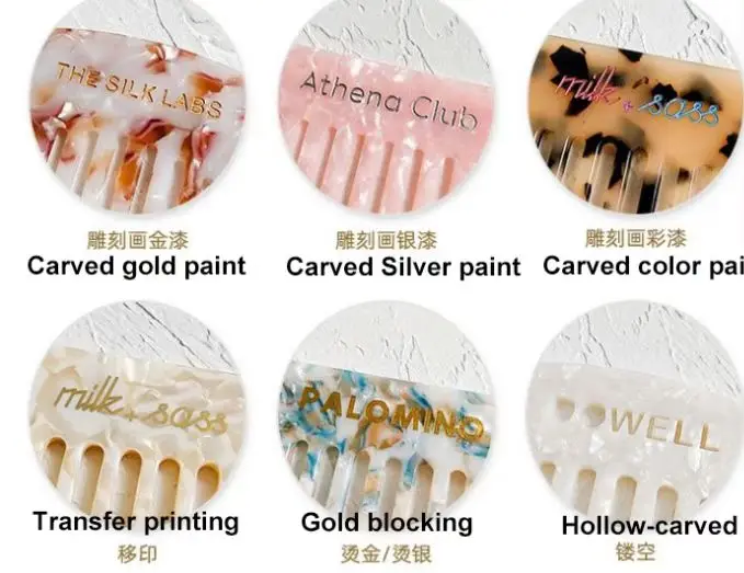 BSCI & GRS Factory Wholesale Massage Barber Custom Logo Acetate Hair Comb For Women Girls