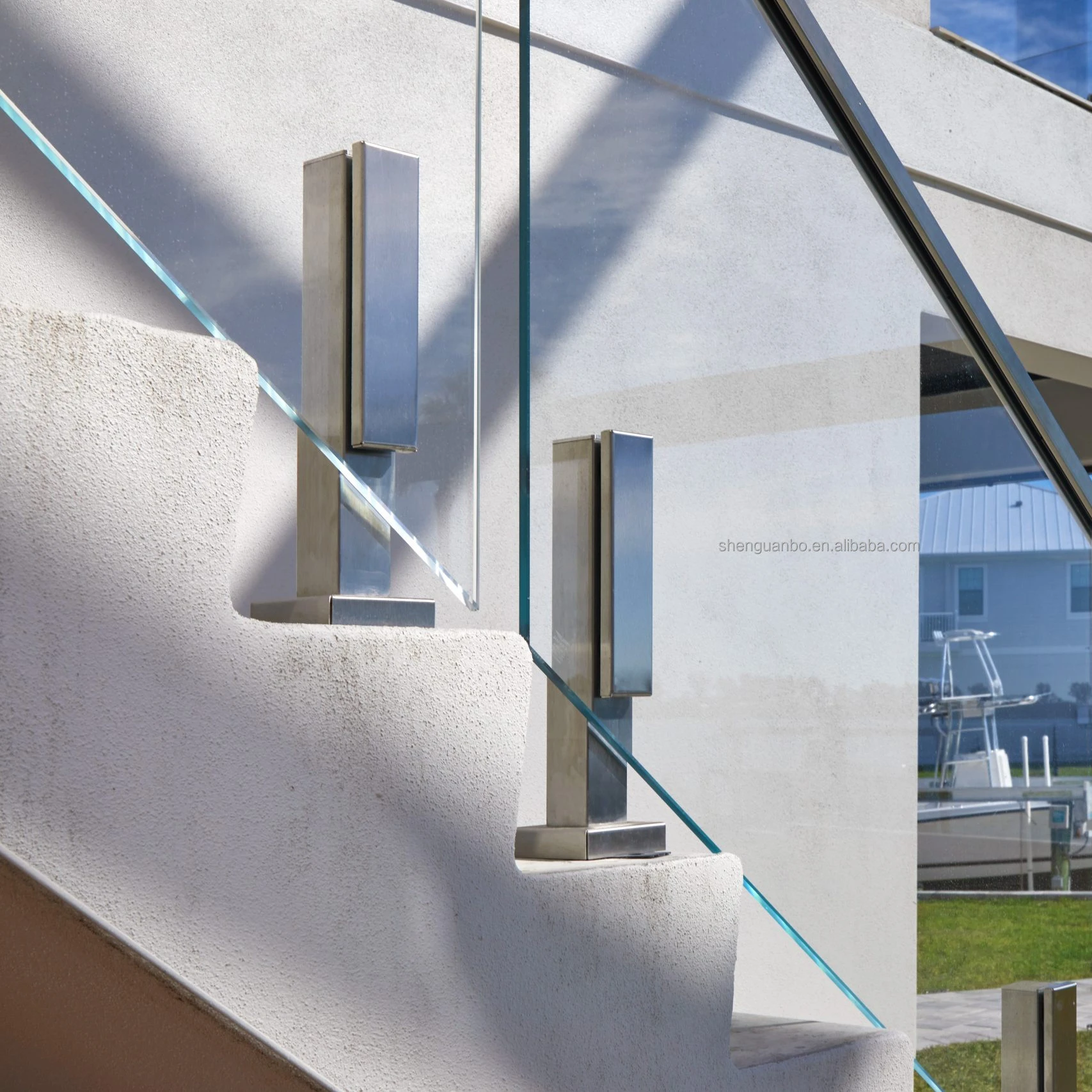 Stainless Steel 304 316 Balustrades Metal Frameless Glass Railing For porch and exterior decking Talon Spigots Glass Railing