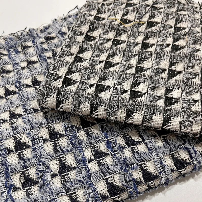 Wholesale factory custom wool tweed jacquard tweed fabric check woollen fabric winter fabrics for clothing