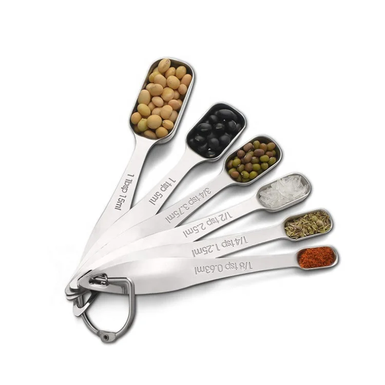 Rectangle Stainless Steel Liquid Measuring Spoon Easy Cleaning olive Oil Measuring Spoon