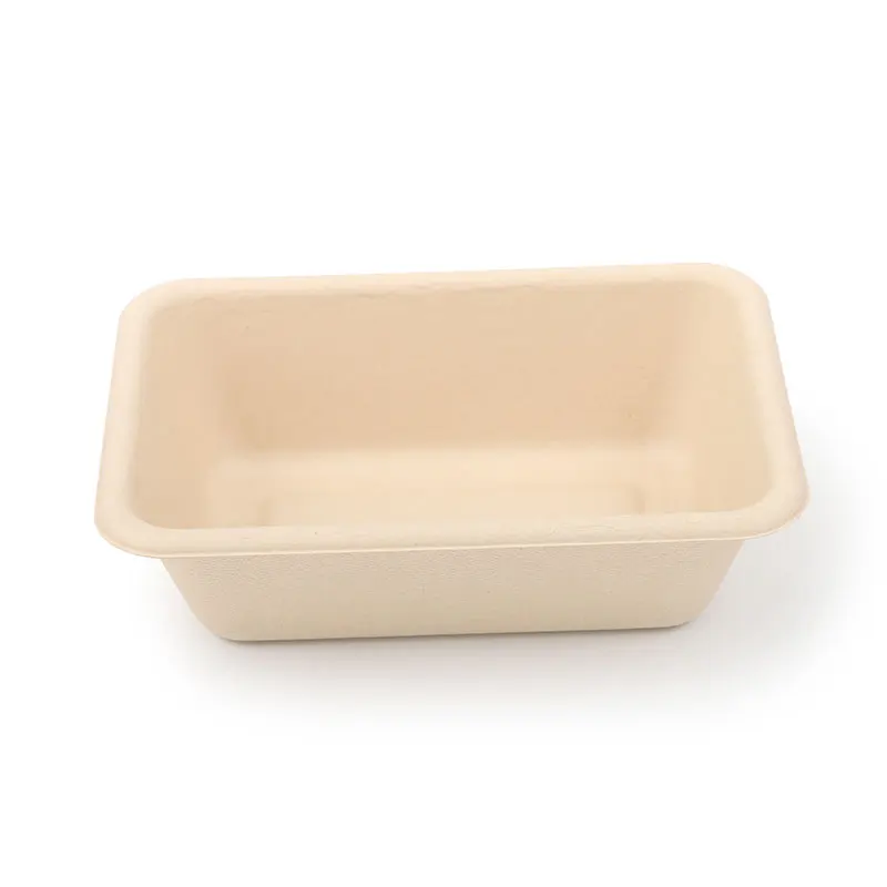 No PFAS compostable food container biodegradable take away lunch bento box 700ml disposable square food bowl with lid