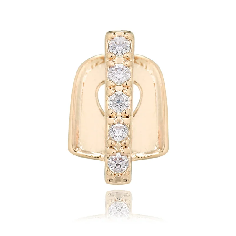 Gold Plated Hip Hop cz Stones Single Cap Grills Teeth Diamond Grillz for Men Women