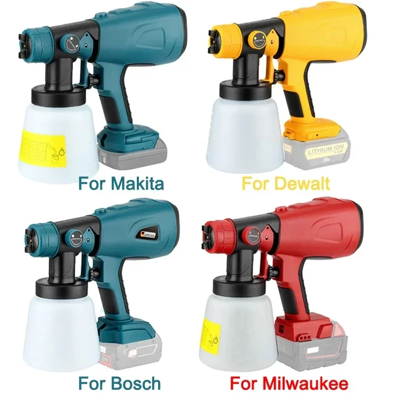 800ML Electric Spray Gun Handheld Cordless High Power Electric Paint Sprayer For Makita/Dewalt/Bosch/Milwaukee/Ryobi 18V Battery