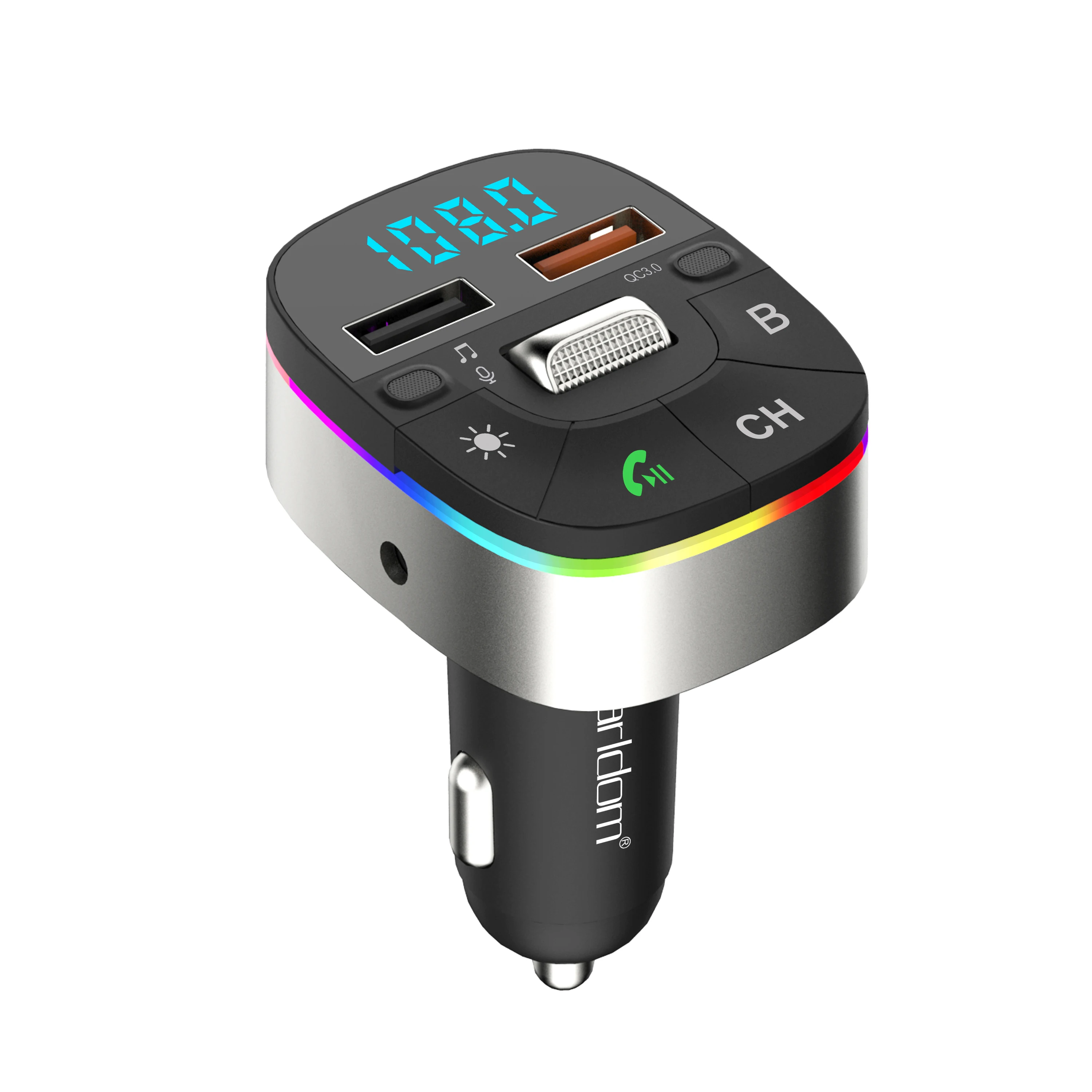 Earldom QC3.0 Handsfree Call Car Charger,Wireless BT 5.0 FM Transmitter Radio Receiver Dual USB Port Charger for Samsung