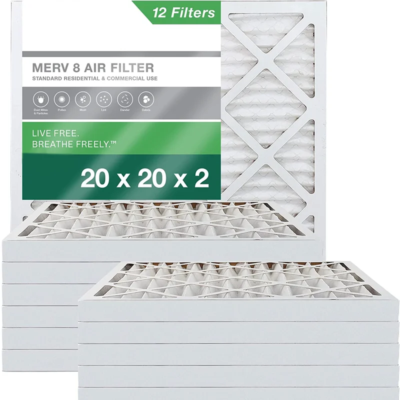 20x20x2 Air Filter MERV 8 Dust Defense Pleated HVAC AC Furnace Air Filters Replacement