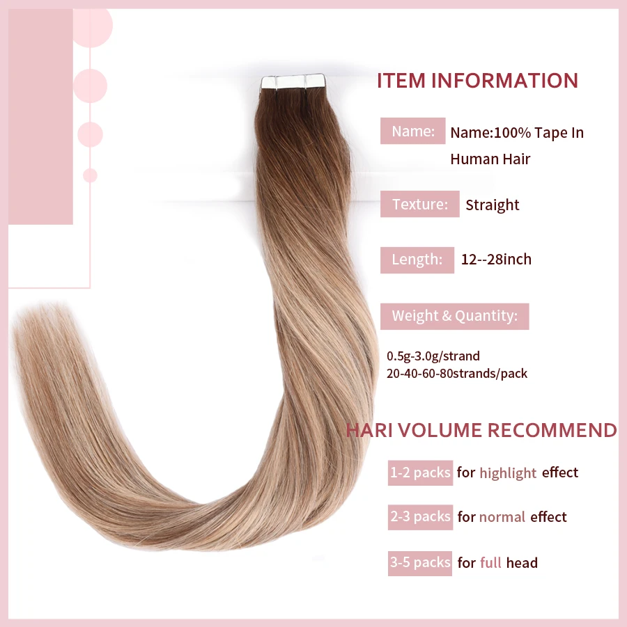 Neitsi Tape in Human Hair Weft Extension Straight  Blonde Invisible Seamless Skin Weft Adhesive Glue On For Salon Hair