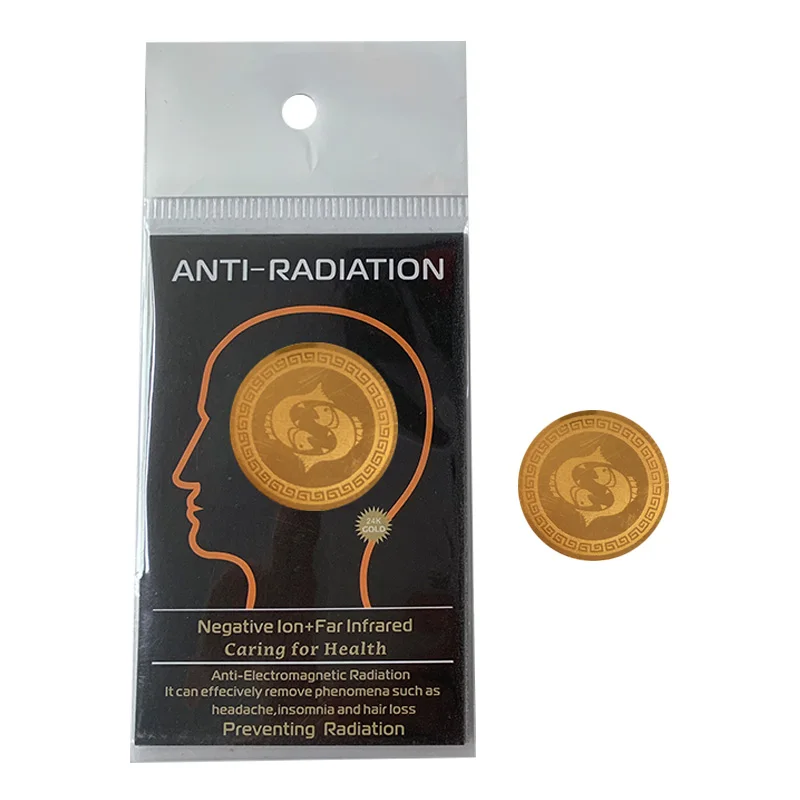 24K Gold stickers anti-electromagnetic radiation 5 G EMF Protection Cell Phone Sticker Anti Radiation Protector Sticker OEM