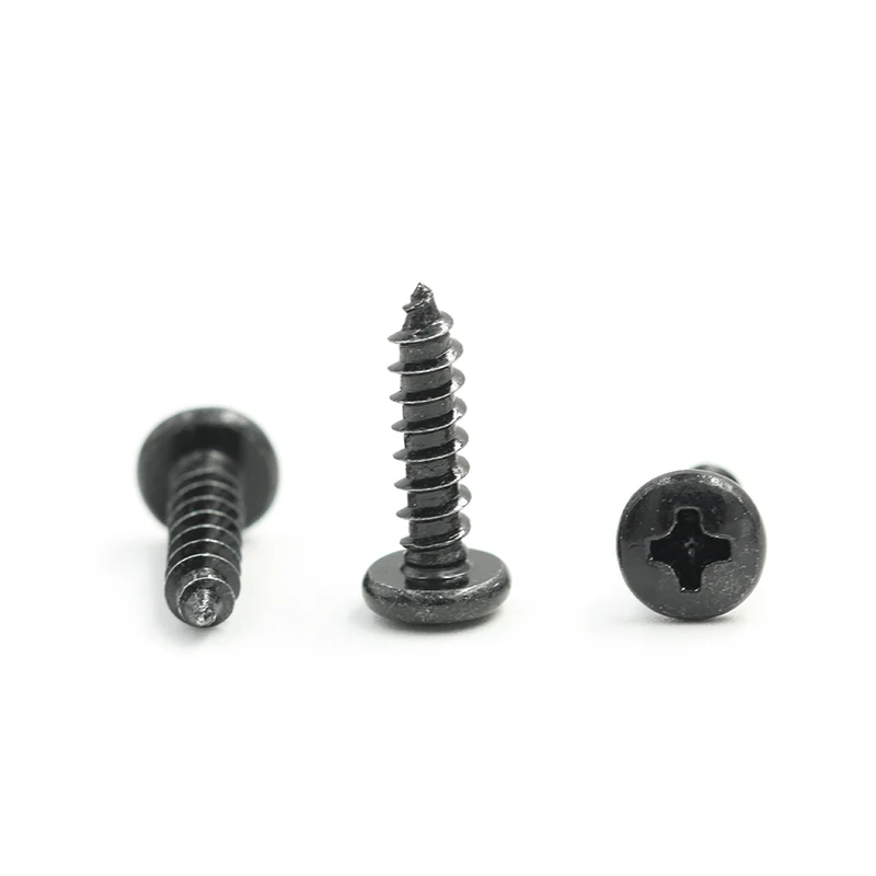 China manufacturers wholesale 3mm m2 m3 m4 m6 m8 phillips pan head screw black self tapping screws for plastics