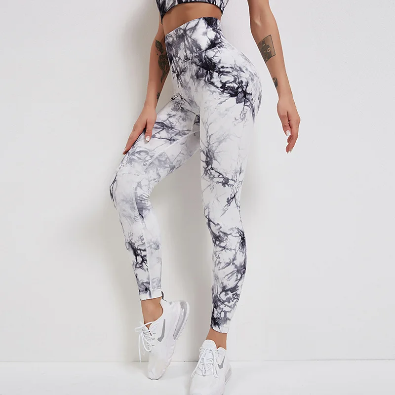 Tie Dye Seamless Leggings Women Fitness Push Up Booty Lifting Workout Pants Gym