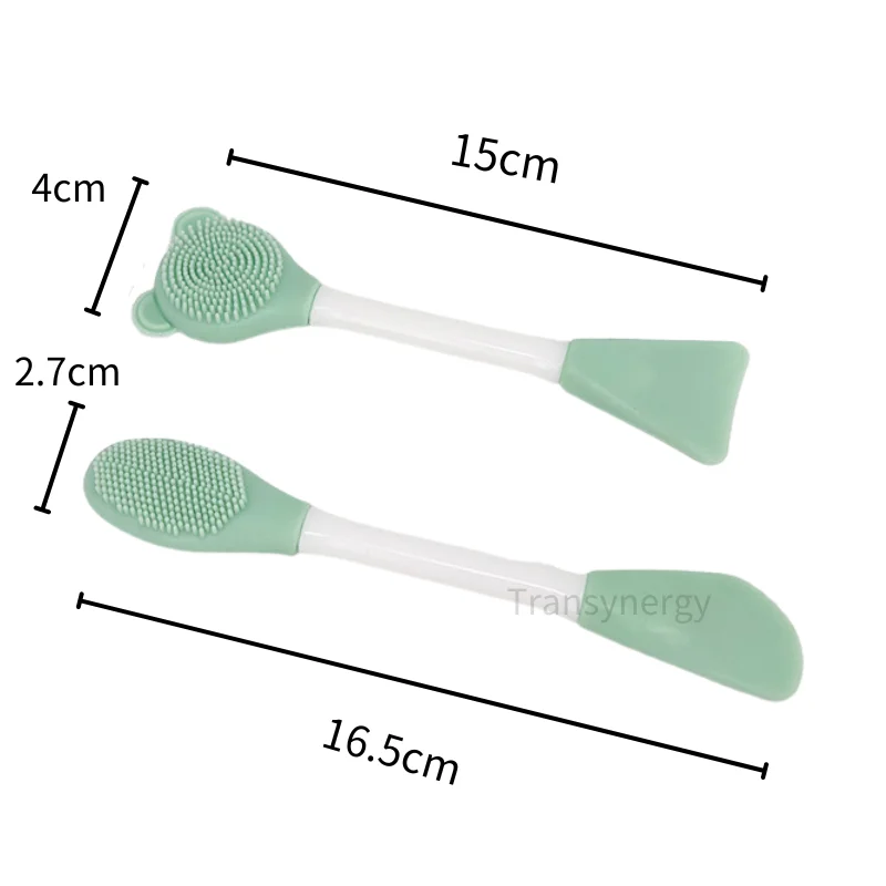 Silicone  2 In 1 Double Head Facial Clean Brush Soft DIY Mask Brush Multipurpose Face Cleaning Massager