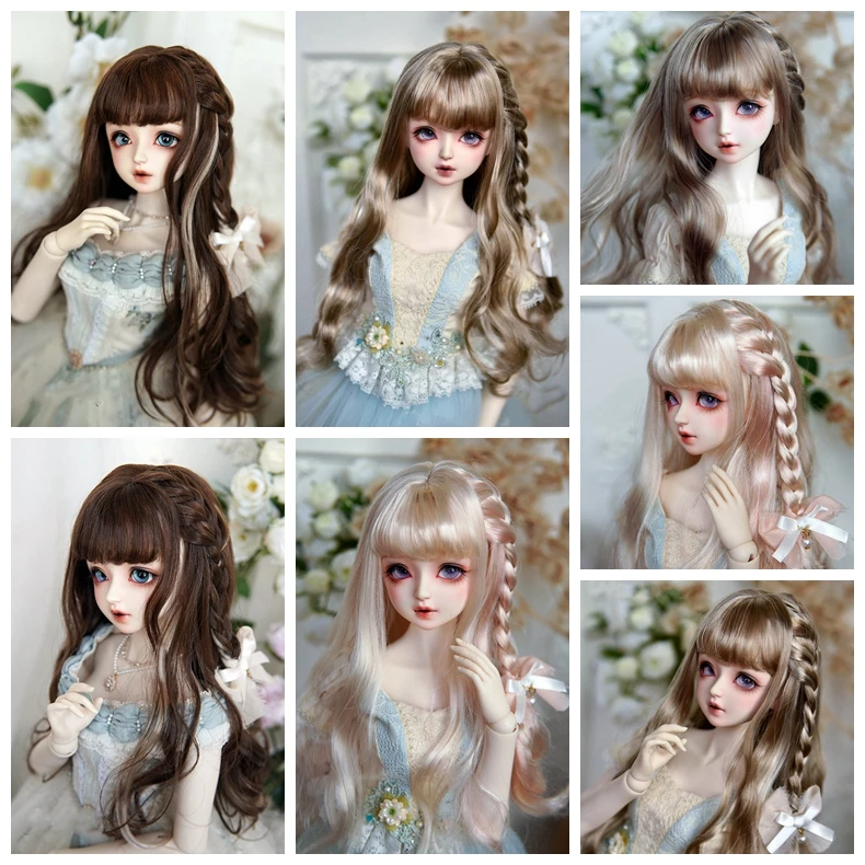 1/3 1/4 Doll Wig Blonde Brown Long Curly Wavy BJD Doll Wig For SD Doll Making Accessories