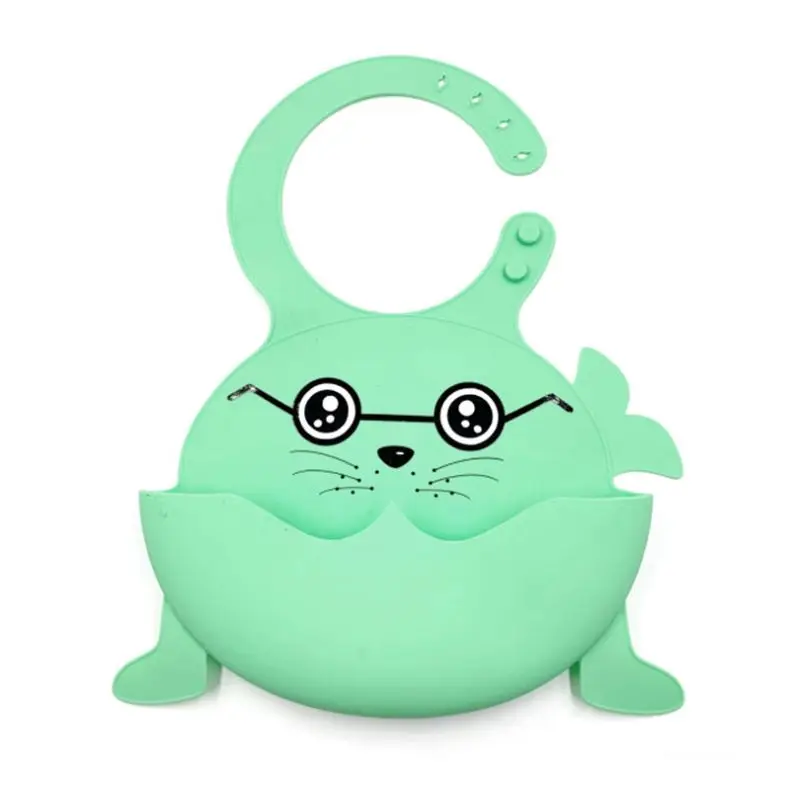 
BPA Free Lovely Seal Glitter Silicone Baby Bib Dropshipping 