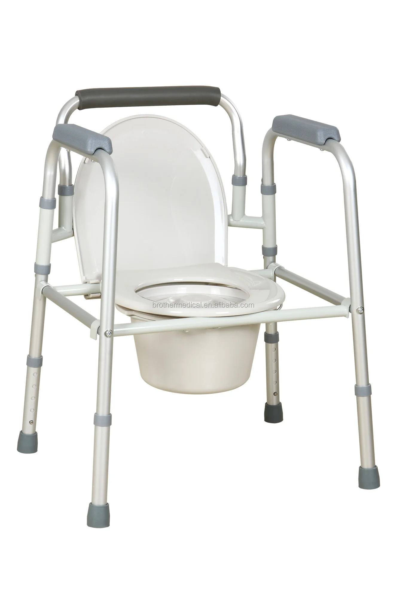 Attendant bathroom toilet chair  Propelled Steel Commode Chair for handicapped