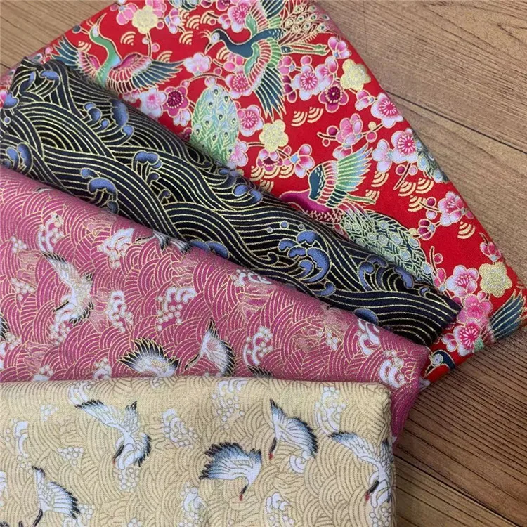 
new design Kimono bronzed cotton fabric prints for bags DIY homemade material for sewing 