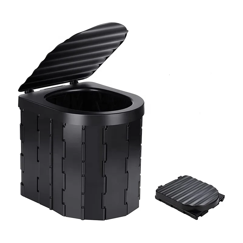 Portable Folding Toilet with Lid, Waterproof Potty Car Toilet Bucket Mobile Toilet for Outdoor Camping Hiking Boat Trips Beach