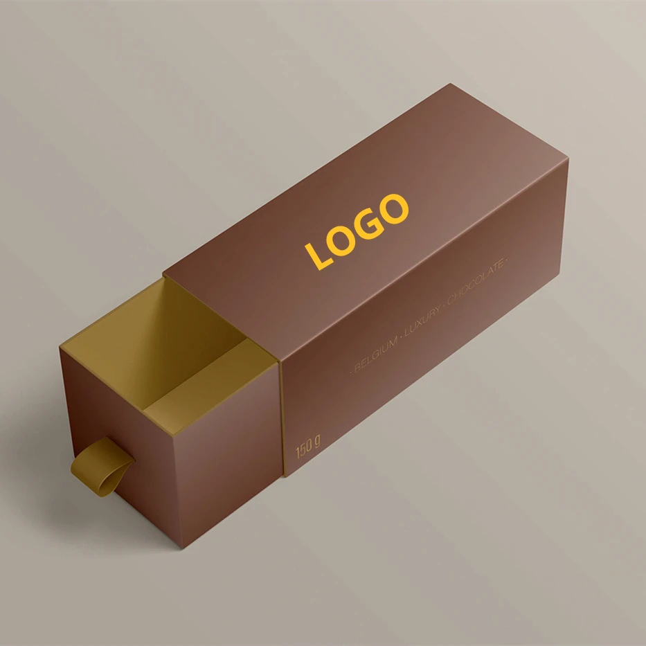 Custom logo printed luxury paper packaging sliding gift drawer box for chocolate