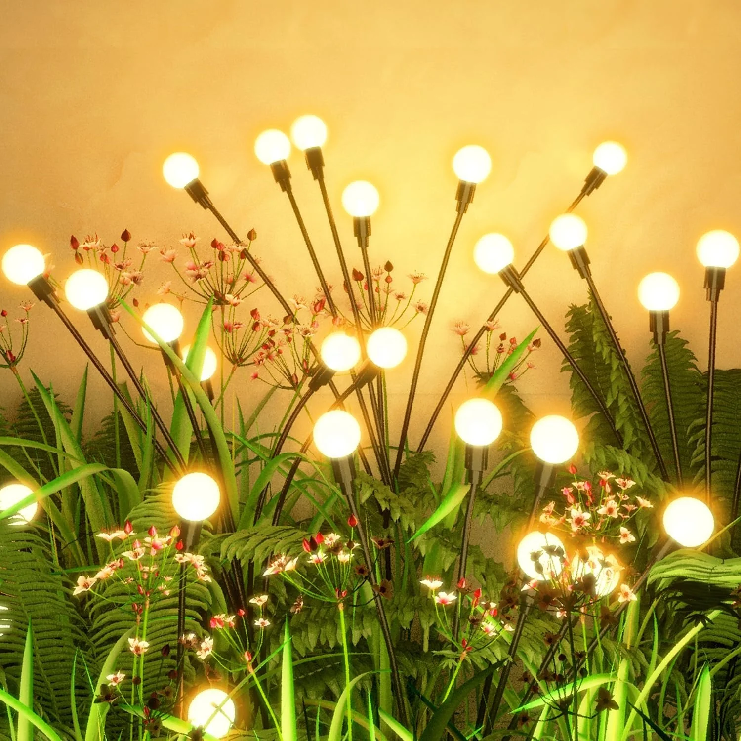 Halloween Christmas Warm White Solar Garden Lights Outdoor Waterproof Garden Decor Light Swaying Firefly Lights