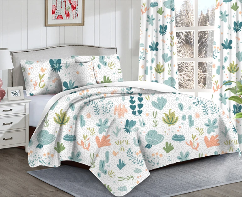 7 шт., стеганое покрывало с цветочным принтом