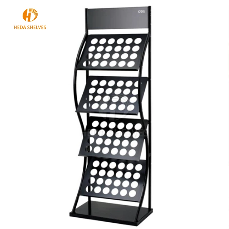 Office furniture 4 tier steel iron free floor standing newspaper rack